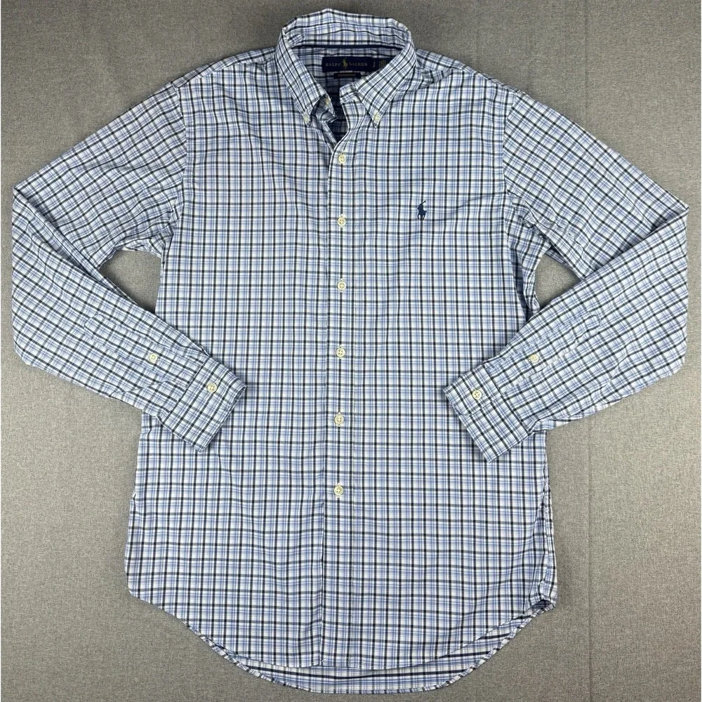Polo Ralph Lauren Performance Shirt Men's SP Blue Plaid Button Down Cotton